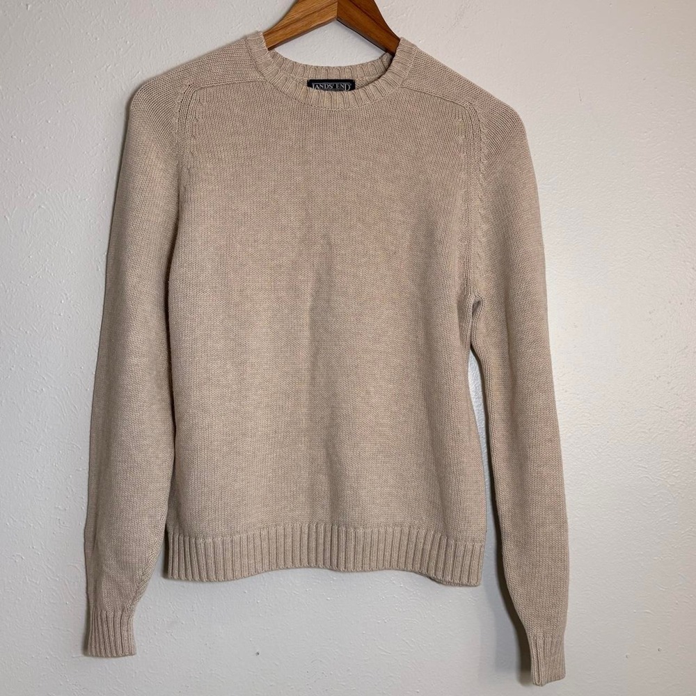 Vintage Lands End Women's S Chunky Knit Neutral Heavy Sweater Minimal Coastal